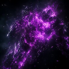 Poster - Abstract Celestial Blast of Purple Nebula Energy with Shattered Fragments in a Cosmic Dark Void