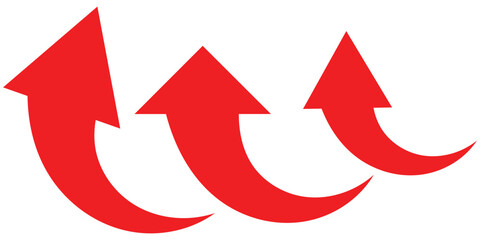 Poster - Red arrow curve direction vector. Set of long Red curve arrow icon vector . Red curve arrow icon set. long arrow icon set. curve arrow vector illustration. Curved or arch arrow. Design eps 10. 