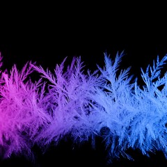 Poster - abstract crystal formations with evocative pink purple and blue gradient against black background