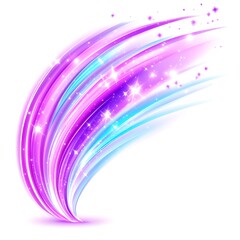 Poster - abstract curves of sparkling lights in blue and purple tones for decorative design element use