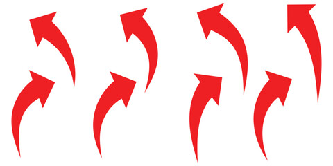 Poster - Red arrow curve direction vector. Set of long Red curve arrow icon vector . Red curve arrow icon set. long arrow icon set. curve arrow vector illustration. Curved or arch arrow. Design eps 10. 