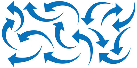 Poster - Blue Curved arrow icons. curved arrows set. arrow symbol collection. vector. Blue arrows set. Curved arrows. Arrow sign. Flat style icons. set of Blue curve arrow icon vectors. Design eps 10. 