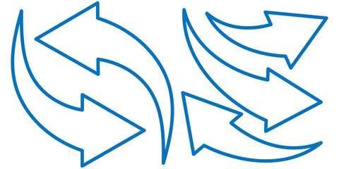Poster - Blue Curved arrow icons. curved arrows set. arrow symbol collection. vector. Blue arrows set. Curved arrows. Arrow sign. Flat style icons. set of Blue curve arrow icon vectors. Design eps 10. 