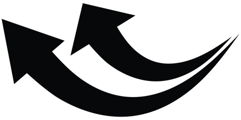 Poster - Arrow up icons. Curve rise increase arrows. Growth pictogram isolated. Black and blue curve arrow. Direction pointer pointing up. Sharp curved arrow icon. curved arrows set with directional icons. 