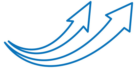 Poster - Set of long blue curve arrow icon vector . blue curve arrow icon set. long arrow icon set. curve arrow vector illustration. Curved or arch arrow. 