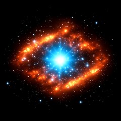 Poster - Captivating Cosmic Radiance of Celestial Star Burst Amidst Fiery Nebula in the Deep Expanse of Space