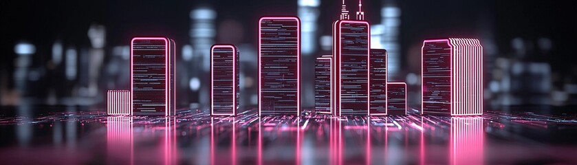 Poster - otherworldly digital paradise, ai-generated dreamscape, radiant neon cities, floating reflective sur