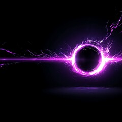 Poster - Circular Neon Portal Energy Phenomenon with Bright Electrical Arcs and Dark Background Visual