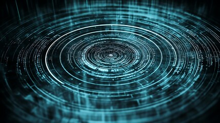 Poster - Circular Technology Pattern Abstract Design Digital Interface Backdrop with Concentric Rings