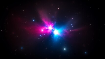 Poster - Cosmic Collision Nebula Pink and Blue Lights Abstract Space Explosion Stellar Event Visualization