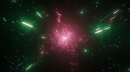 Poster - Cosmic Gateway Green and Red Interstellar Travel Through Space and Time Portal Exploration 3D Rendering