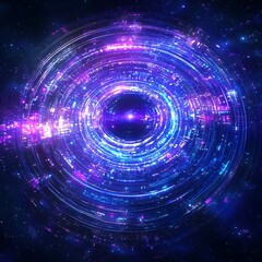 Poster - Cosmic Portal Tunnel Visualization Through the Nebula Universe Depicting Interstellar Travel