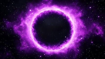 Poster - Cosmic Purple Ring Nebula Universe Starfield Galaxy Celestial Phenomenon Digital Abstract Artistry