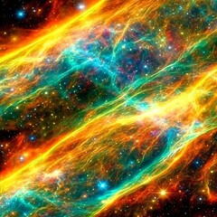 Poster - Cosmic Stream Radiance Nebula Swirls and Starry Field Deep Space Wonders Astronomical Beauty