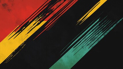 Poster - Vibrant abstract lines in red, yellow, and green on a dark background, creating a dynamic and modern visual effect.
