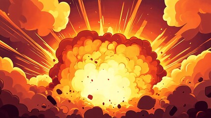 Poster - A vibrant explosion with orange and yellow flames against a dark sky, capturing an intense and dramatic scene.