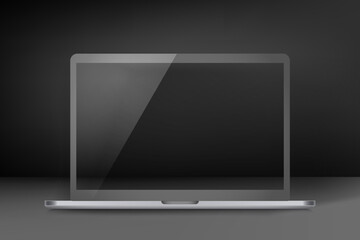 Poster - Modern notebook with empty screen. 3d vector mockup