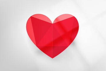 Poster - Red heart shape on a floor. 3d vector illustration