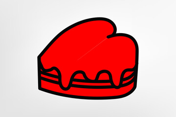 Poster - Red heart cake isolated on white background. vector illustration