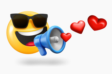 Poster - Emoji fall in love with Loudspeaker and hearts