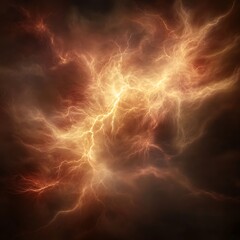 Wall Mural - dramatic energy discharge in stormy sky intense electricity radiating in an angular pattern