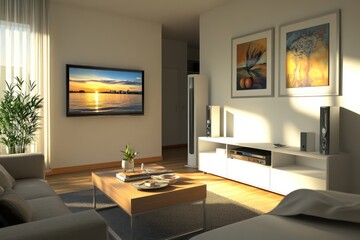 Wall Mural - A modern interior of a average middle-class flat, with the usual simple furniture