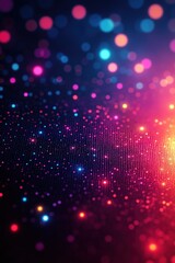 Poster - Colorful abstract background with glowing dots and light patterns in vibrant hues