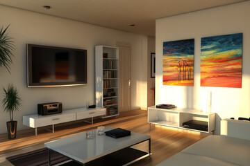 Wall Mural - A modern interior of a average middle-class flat, with the usual simple furniture