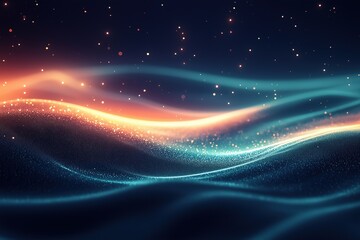 Poster - Colorful waves of light create a mesmerizing glow in a dark, dreamy atmosphere