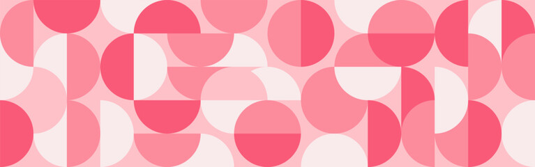 Wall Mural - pink geometric seamless pattern, squares and circles in scandinavian style. red figures with abstrac