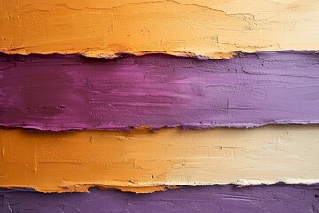 Poster - Textured Abstract Artwork with Warm Colors and Bold Stripes in Orange, Purple, and Cream Tones on Canvas Surface