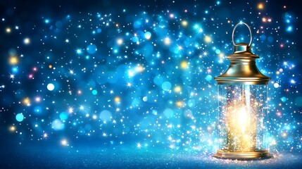 Poster - Enchanted Lantern Glow with Sparkling Lights Holiday Celebration Festive Background Ambiance 90