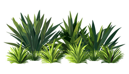 Shrubs and plants, isolated greenery, vector illustration, garden elements on transparent backgrounds, PNG, botanical set, foliage clipart, landscape decor, green leaves, outdoor