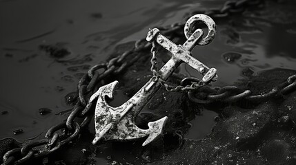 rust anchor black and white