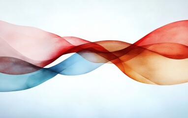 Poster - Abstract Waves of Colorful Fluid Shapes in Soft Tones Creating a Serene Background for Art and Design Projects