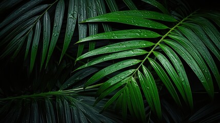 Wall Mural - nature black palm leaf