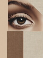 Aufkleber - Stylish fashion magazine cover collage featuring an artistic eye design with neutral color palette. Generative AI