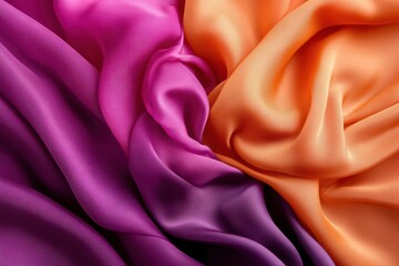 Leinwandbilder - Elegance of silk fabrics in flowing shades on a neutral backdrop for creative inspiration and design. Generative AI