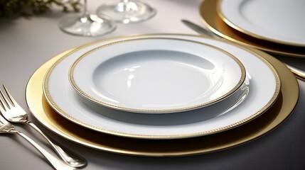 Wall Mural - dinnerware gold metallic border