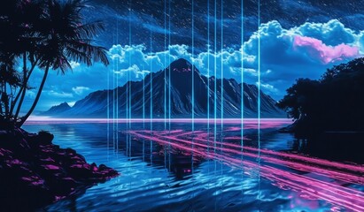 Wall Mural - Immerse yourself in the nostalgic vibe of 1980s futurism.