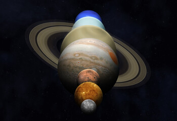 Wall Mural - planetary alignmen. a planetary alignment, or a planetary parade see seven planets - mercury, venus,