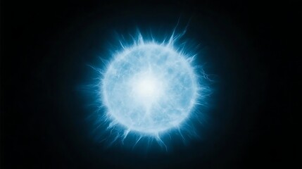 Poster - ethereal energy orb radiating electric blue glow in the darkness of space power source mystery