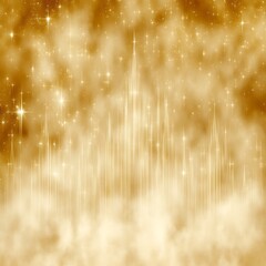 Poster - Ethereal Gold Radiance Festive Backdrop with Sparkling Starbursts and Luminous Light Beams Effect