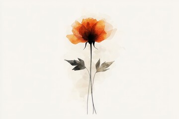 Poster - Elegant Single Orange Flower with Delicate Petals on a Soft Background Illustrating Natural Beauty and Simplicity