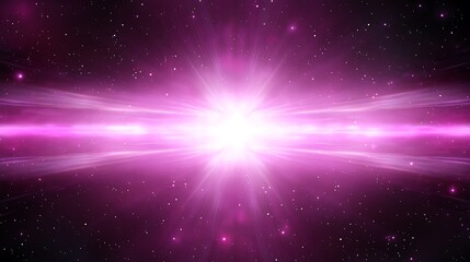 Poster - Ethereal Pink Cosmic Burst Radiating Across Starry Space Backdrop with Central Bright Light
