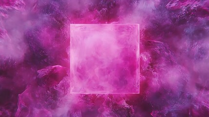 Poster - Ethereal Pink Cube Enshrouded in Nebula Dust Creating a Dreamy Aesthetic Space Scene Artwork