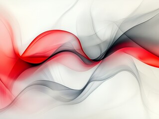 Poster - Red, grey waves flow, abstract background, design element