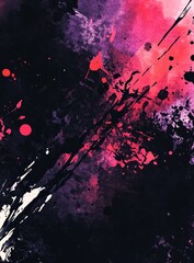 Poster - Abstract pink, black ink splatters, art texture background