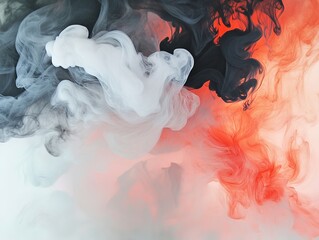 Poster - Abstract Ink Swirls, Red, Black, White, Mixing, Studio, Background, Design