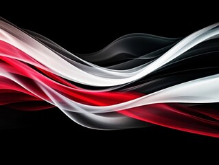 Poster - Red white abstract waves flowing dark background; design
